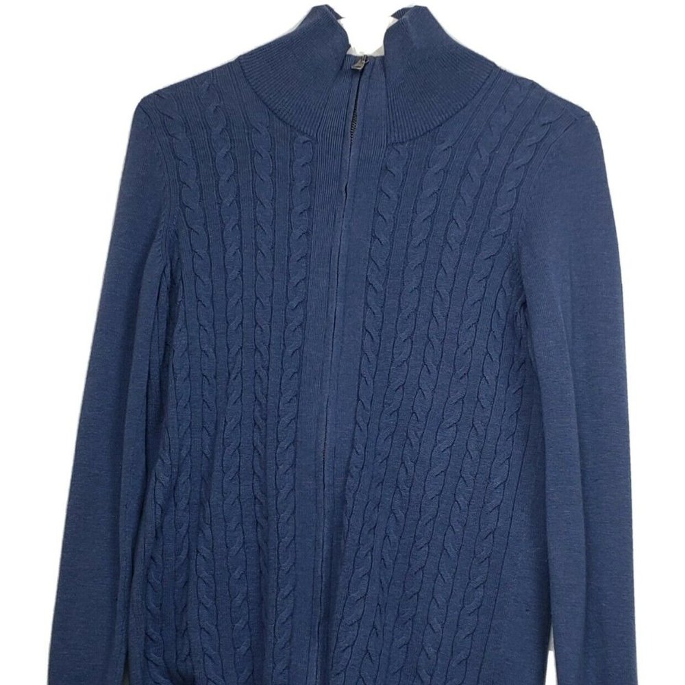 Talbots Women's SZ:S Blue Zip-Up Sweater Cardigan